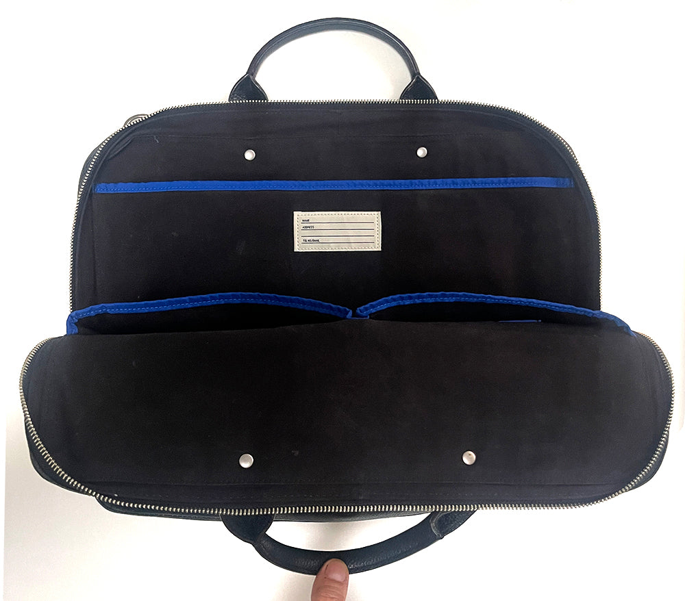 Jack Spade Warren Street New York Black Leather Messenger Briefcase Bag 16”x12”