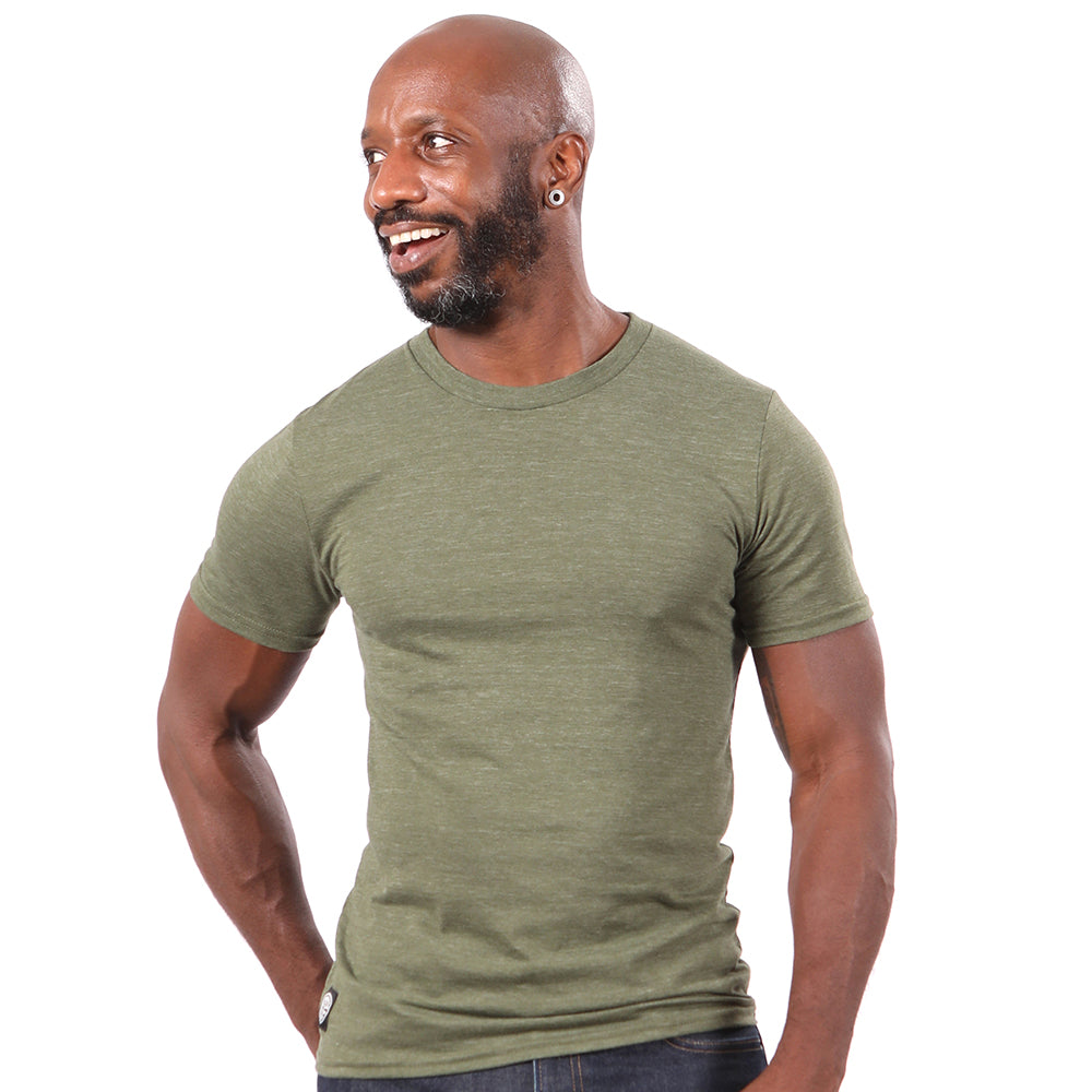 Army Green Marled Tri Blend T-Shirt