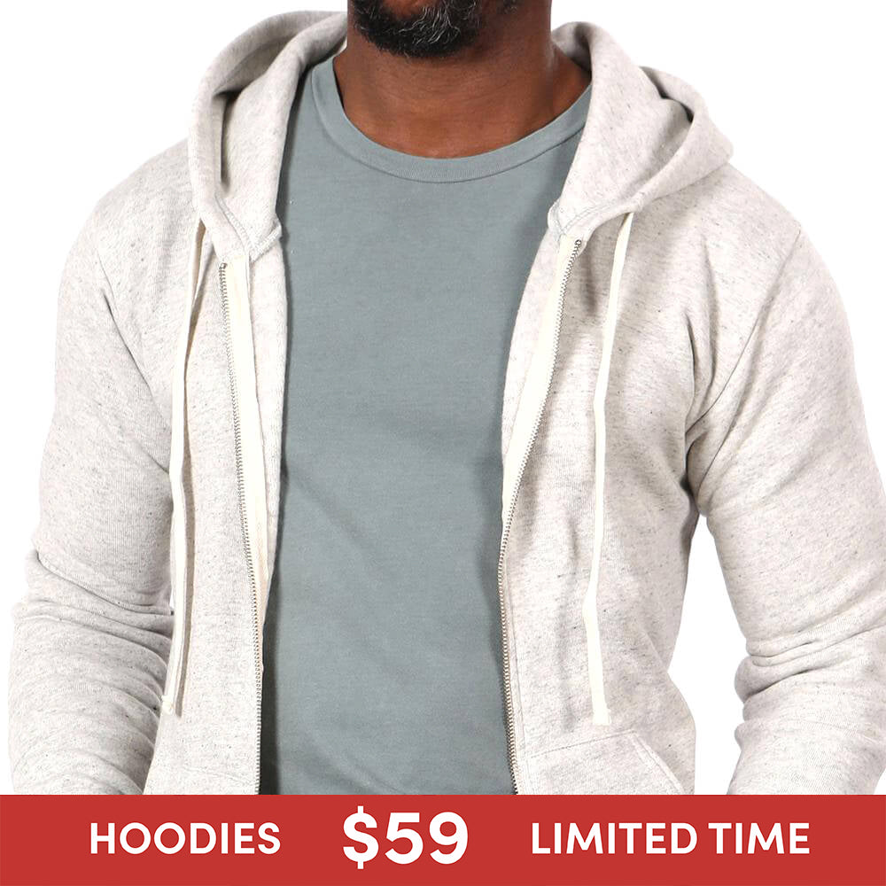 White Heather Salt &amp; Pepper Full Zip Hoodie