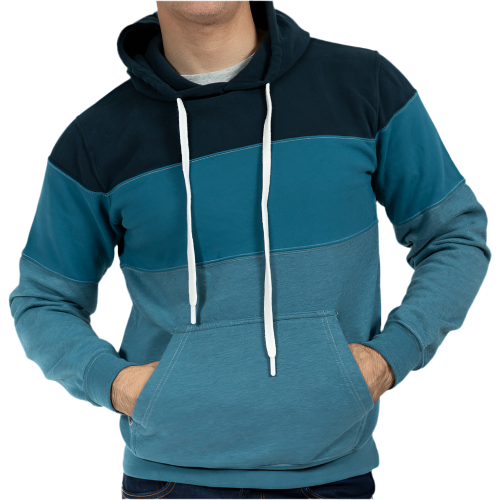 Teal Colorblock Stripe Popover Hoodie