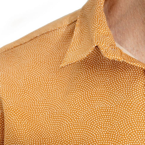 DAVEY Short Sleeve Shirt in Golden Camel Japanese Wave Print