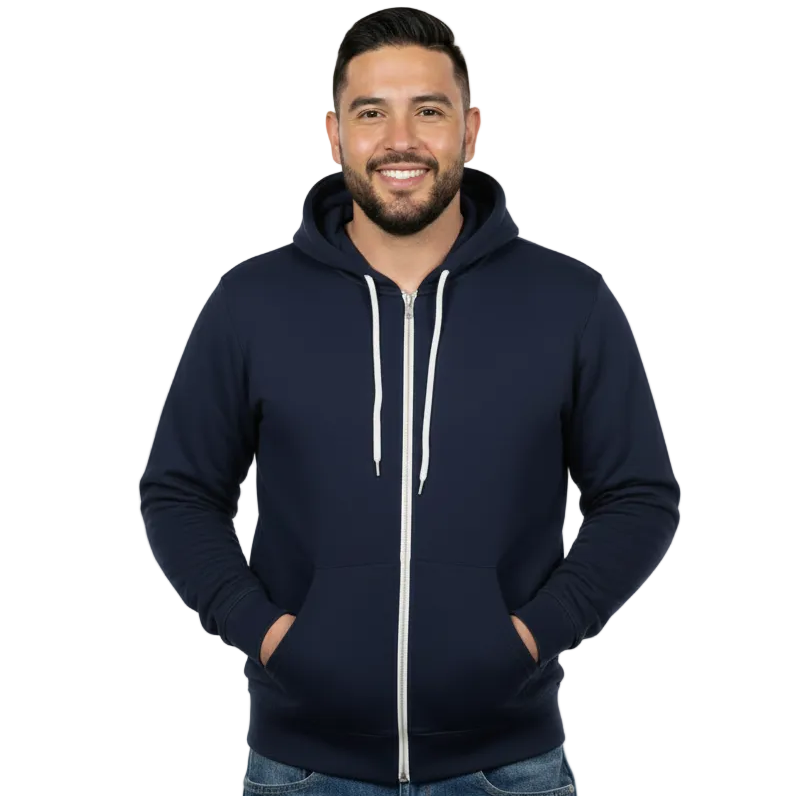 The "Starter" Full Zip 50/50 Hoodie in True Navy Blue