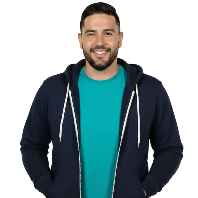 The "Starter" Full Zip 50/50 Hoodie in True Navy Blue