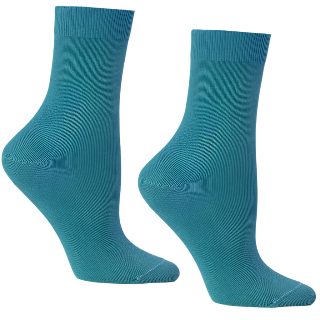Blue-Green Cotton Short Calf-Sock