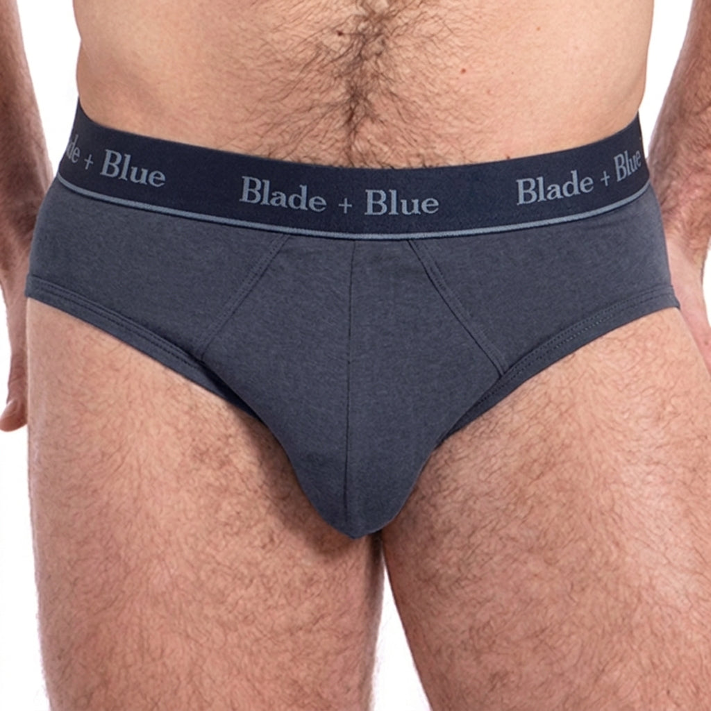 Gray Blue Low Rise Brief Underwear - Made In USA