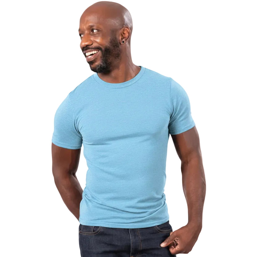 "ARCHER": Baby Blue Marled Tri Blend T-Shirt