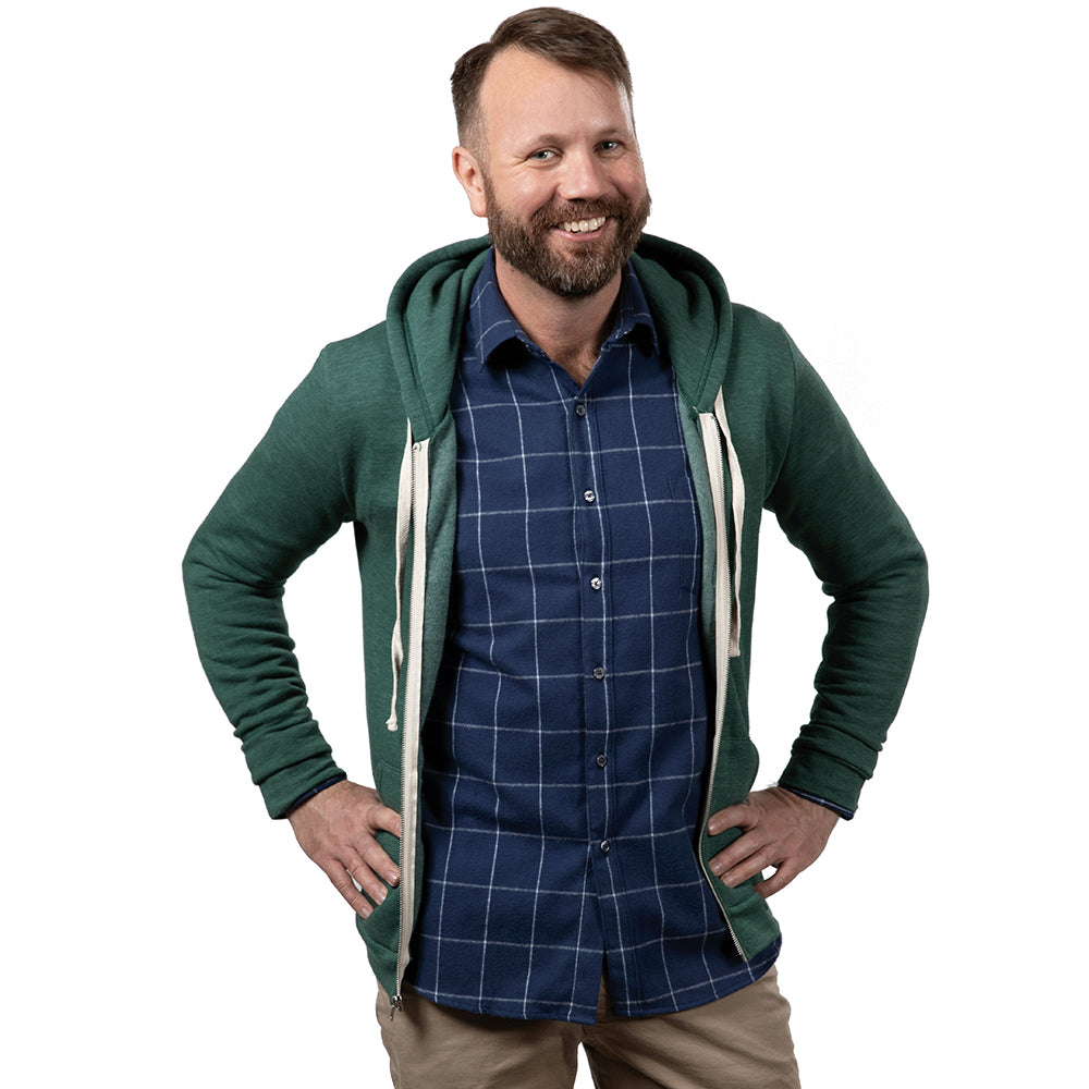 Forest Green Heather Marled Heather Full Zip Hoodie