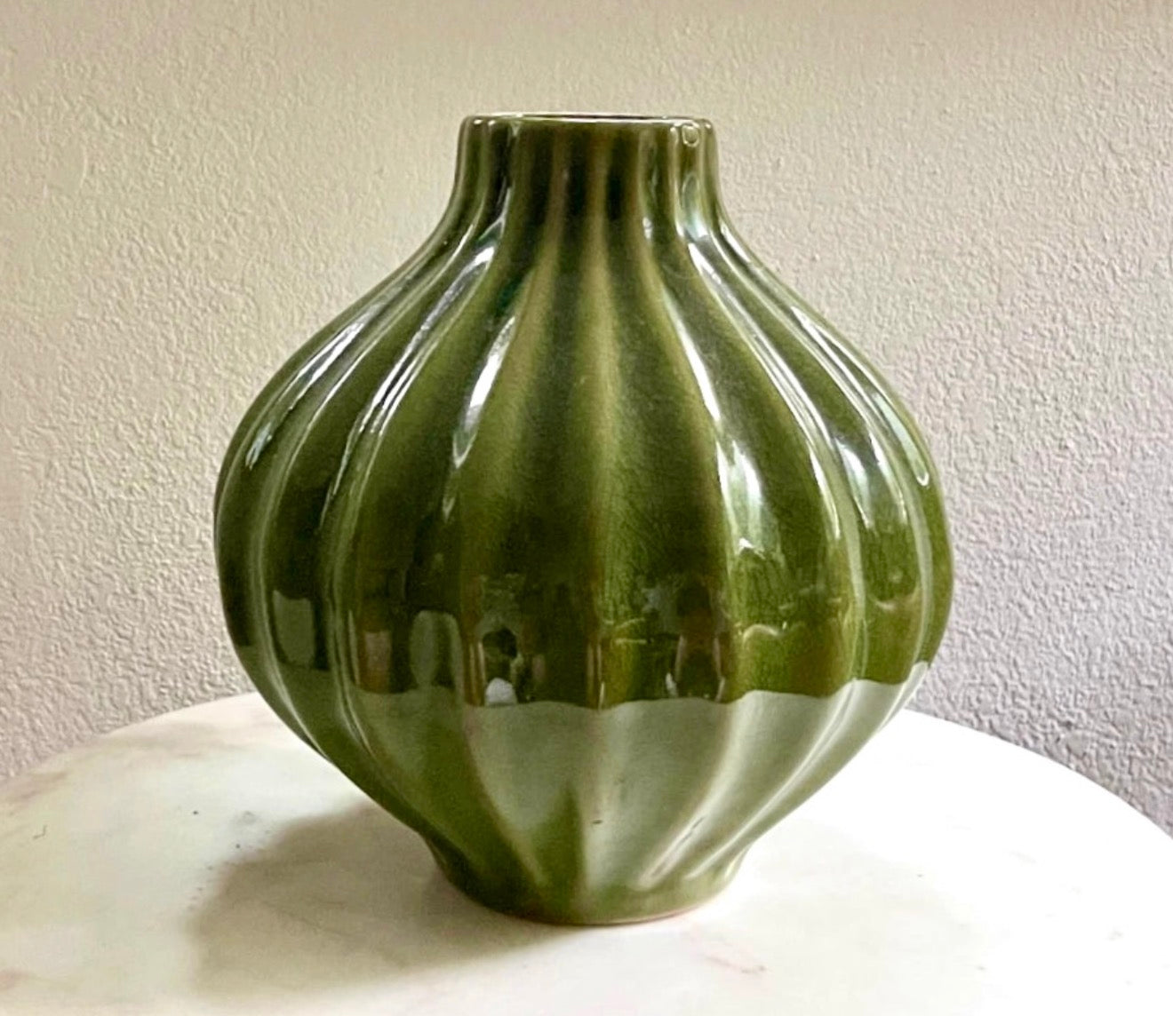 Vintage Olive Green "Onion" Bulb Vase
