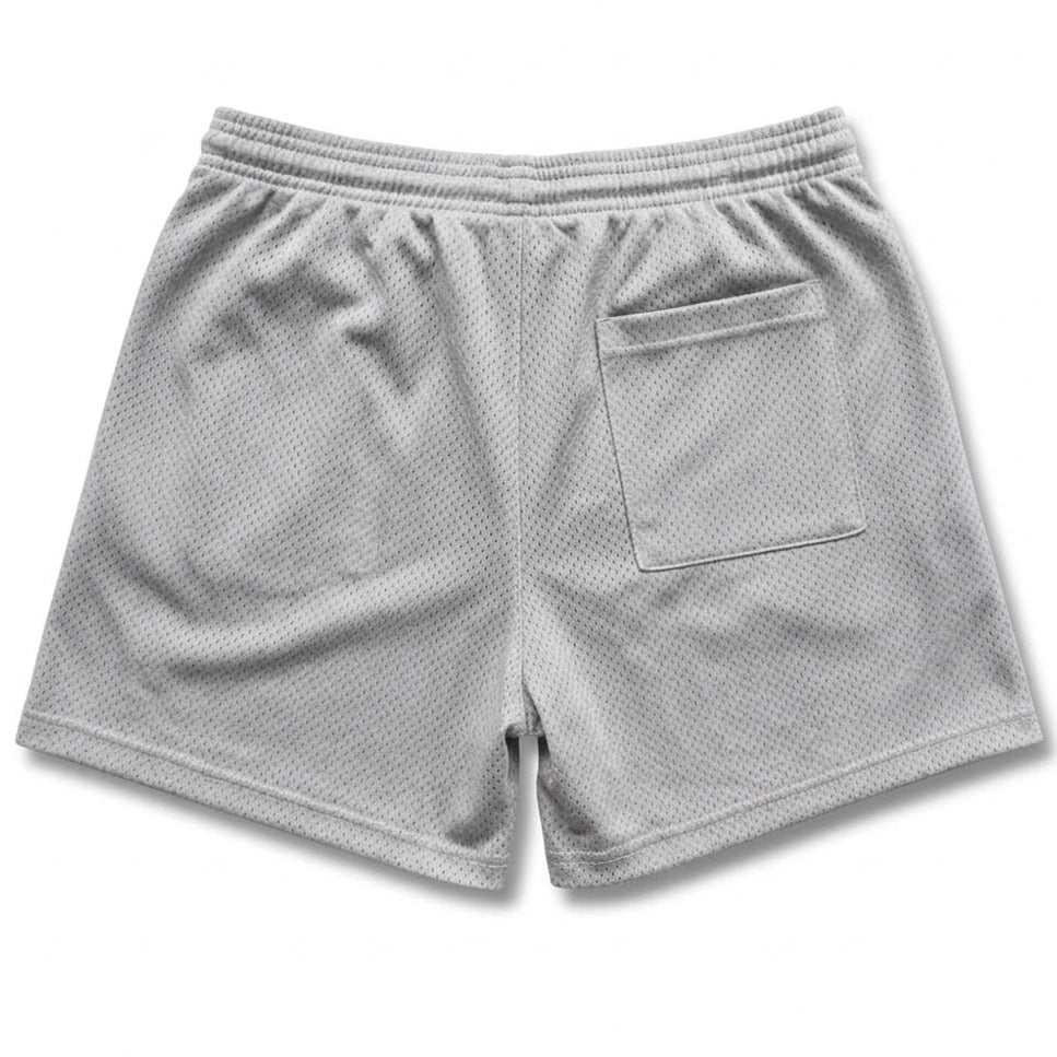 The Fender: Open Mesh 5" Basketball Shorts in Rock Gray - Made In USA
