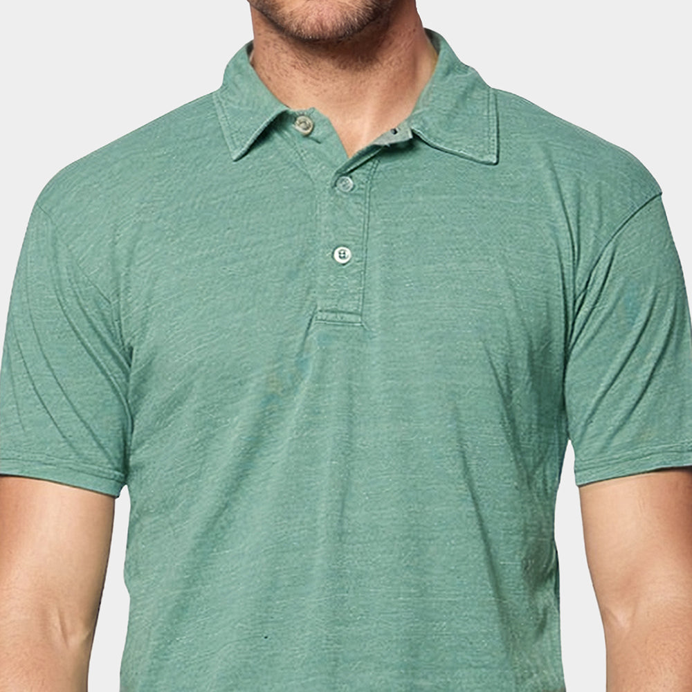 Jersey Polo Shirt in Tri-Blend Sprucestone Green - Made in USA