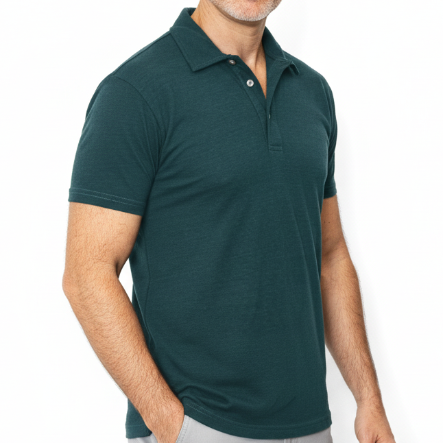 The "Driver" Tri-Blend Polo T-Shirt In Sparkling Teal (SIZE L)