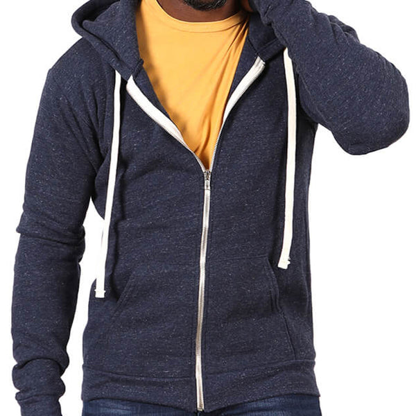 Navy Blue Marled Heather Full Zip Hoodie – Blade + Blue