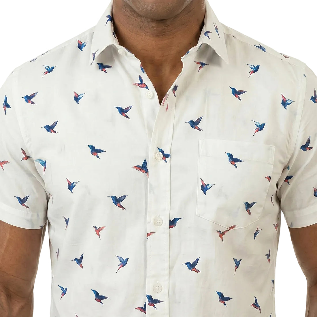 PETEY Short Sleeve Shirt in Hummingbird Watercolor Print