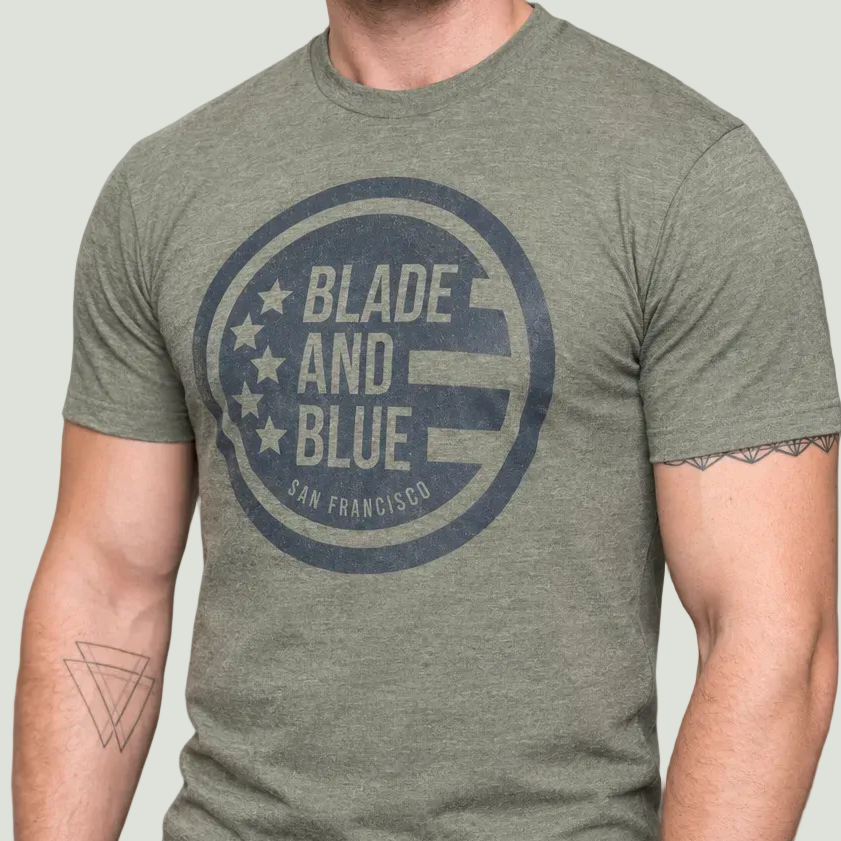 Blade+Blue Crest Logo Graphic T-Shirt in Army Heather