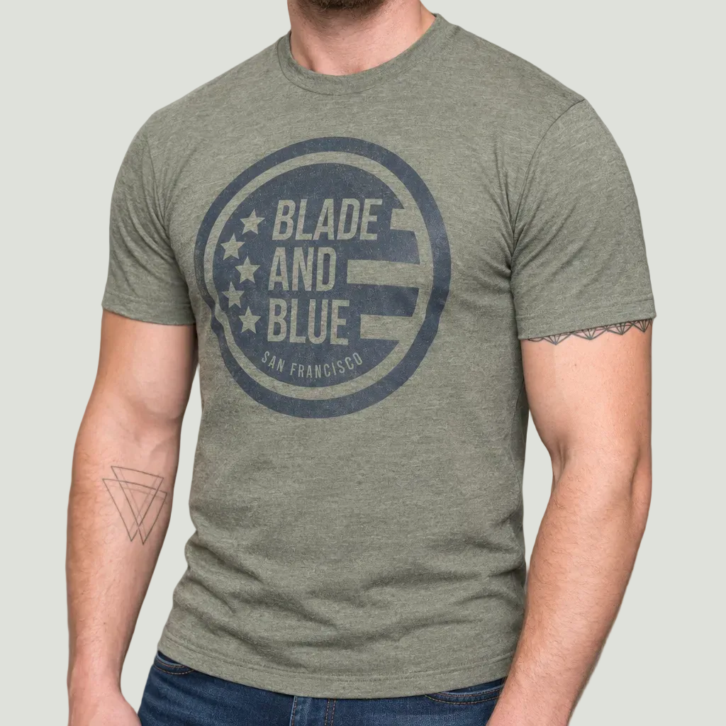 Blade+Blue Crest Logo Graphic T-Shirt in Army Heather