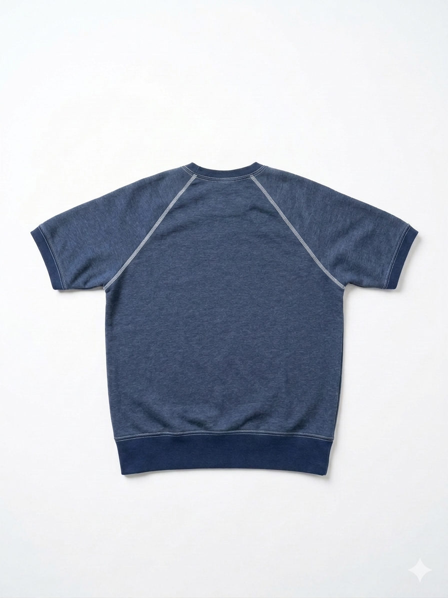 "HOLDER" Short Sleeve French Terry Short Sleeve Crewneck Sweatshirt in Blue