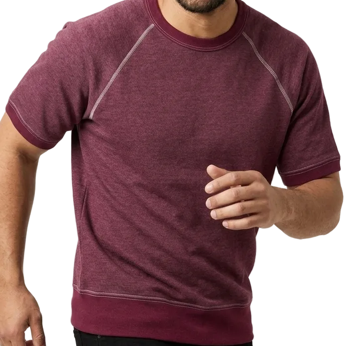 "HOLDER" Short Sleeve French Terry Short Sleeve Crewneck Sweatshirt in Wine......