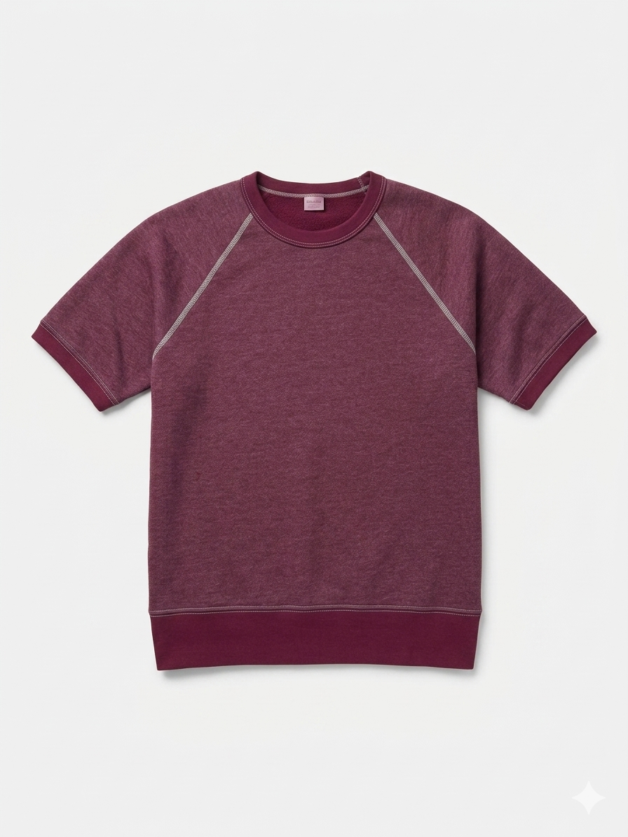 "HOLDER" Short Sleeve French Terry Short Sleeve Crewneck Sweatshirt in Wine......