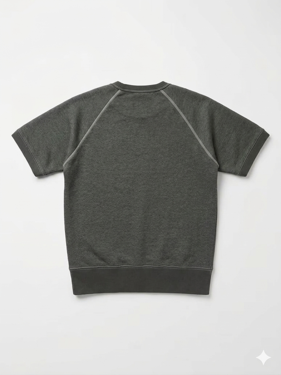 "HOLDER" Short Sleeve French Terry Short Sleeve Crewneck Sweatshirt in Army