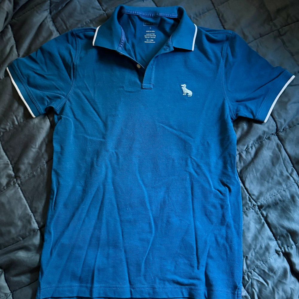 Sample Sale P3 : Blue White Tipped Pique Polo:  Size SMALL