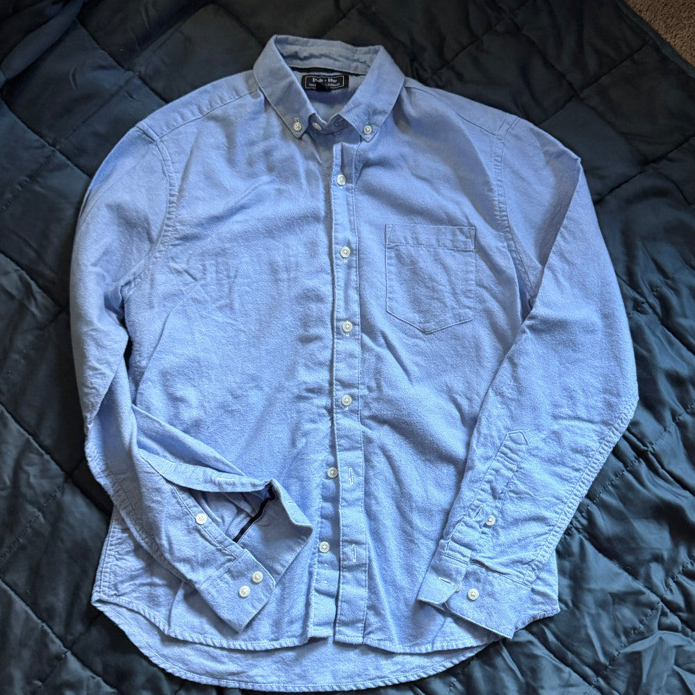 Sample Sale P6 : Light Blue Brushed Cotton Long Sleeve Shirt:  Size SMALL