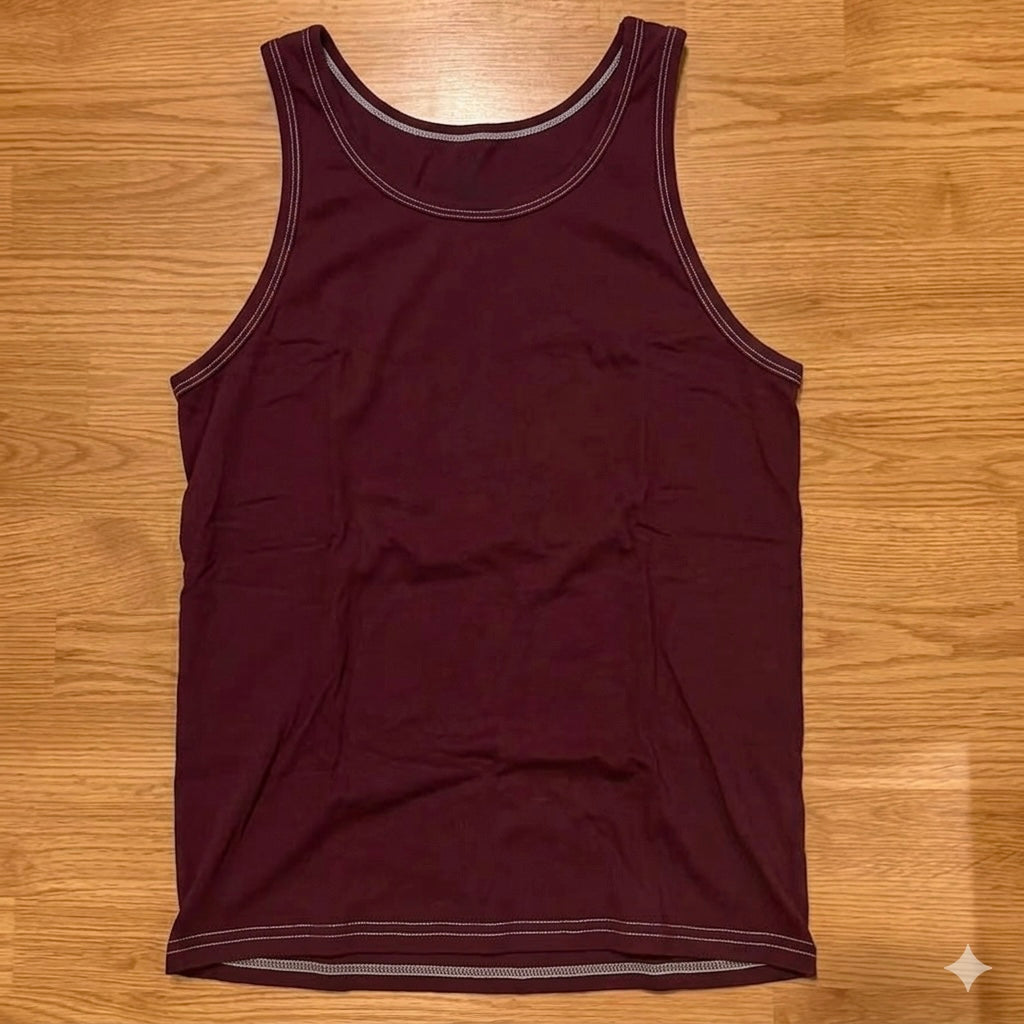 Sample Sale EPS27 : Burgundy Bruiser Cotton Tank Top: Size MEDIUM