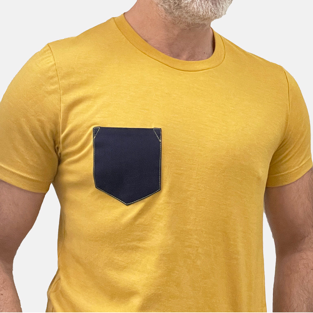 Amber Heather with Denim Pocket Tee