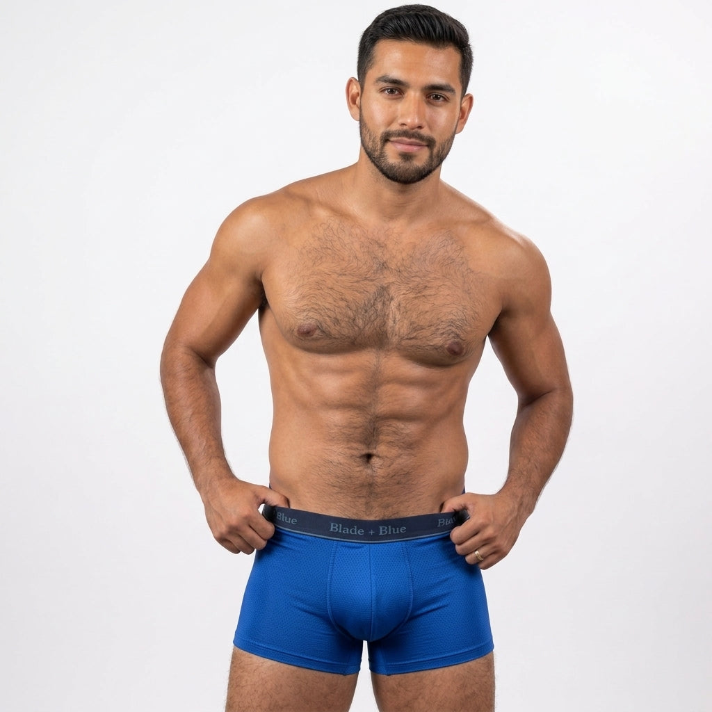 Super Blue Active Mesh Short Trunk Underwear - Made In USA