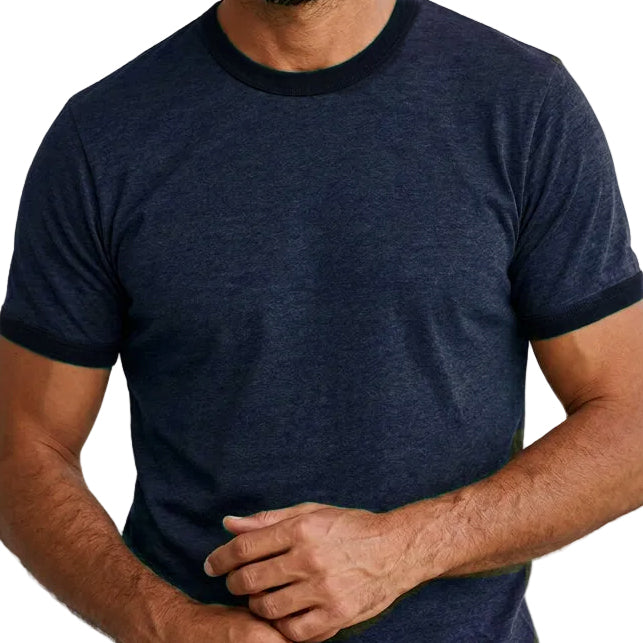 The "BLOCKER" Dark Navy Blue Tonal Overdyed Tri-Blend Ringer T-Shirt