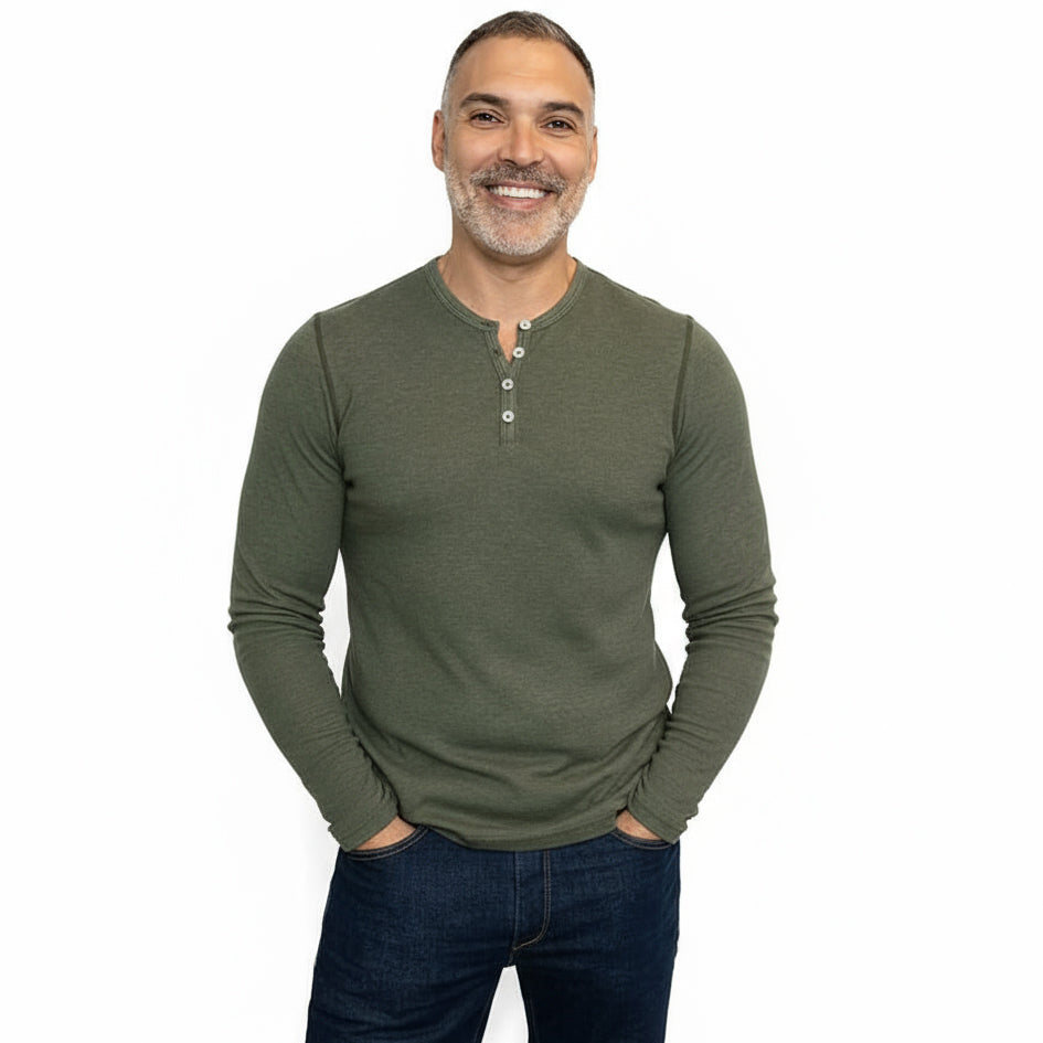 Fatigue Green Baby Thermal Long Sleeve Henley Shirt