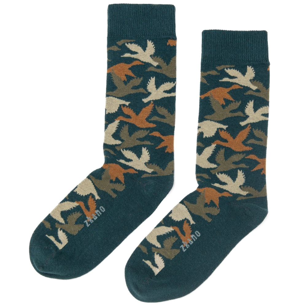 Duck Camouflage Crew Sock in Hunter Green - Made In USA by Zkano