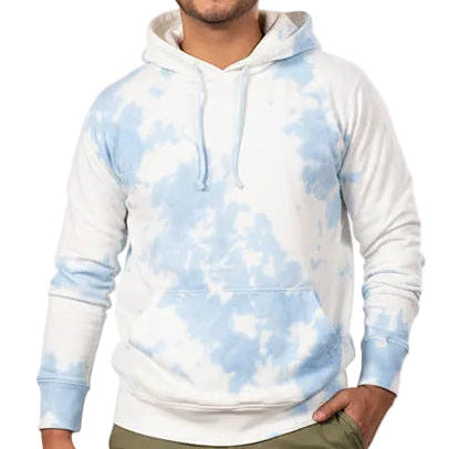"Clouds in the Sky" Blue White Tie-Dyed Popover Hoodie
