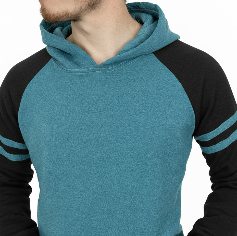 Mosaic Blue &amp; Black Varsity Stripe Popover Hoodie (SIZE S &amp; M)