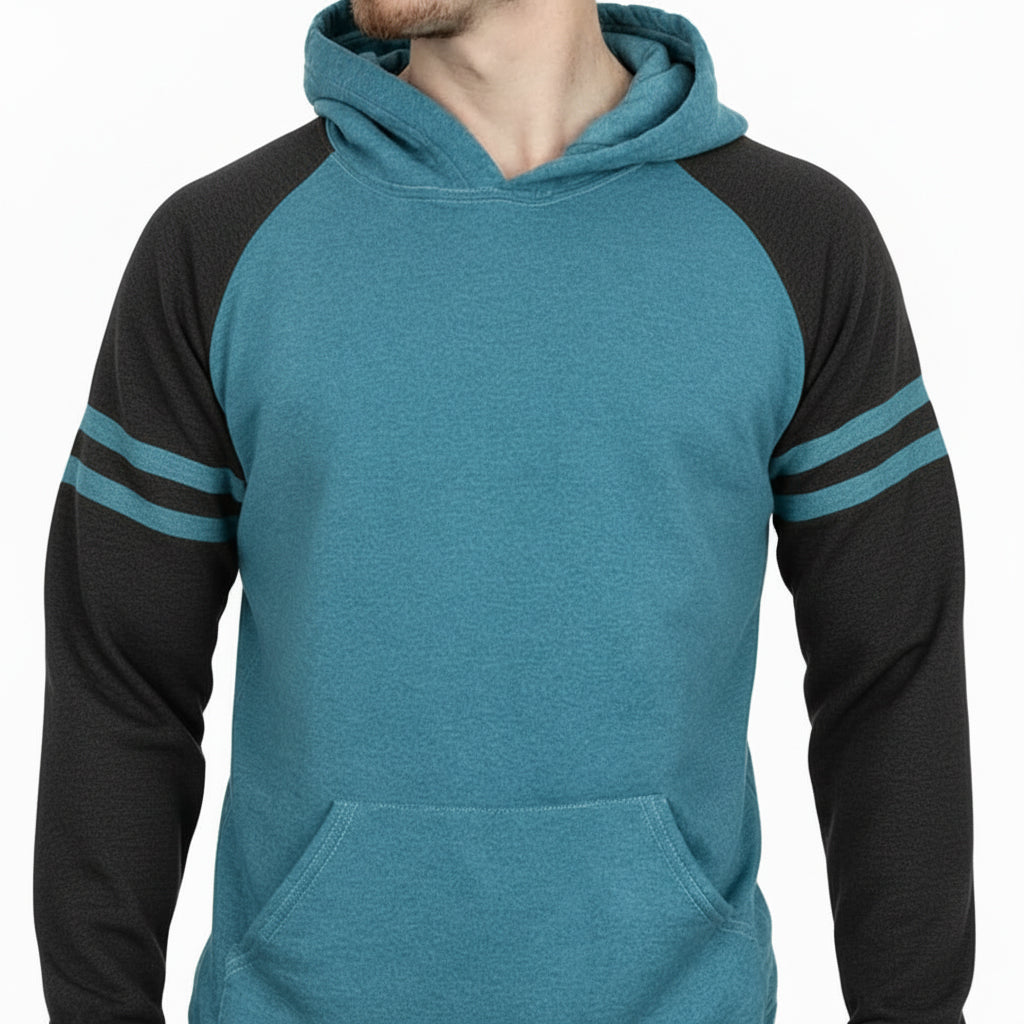 Mosaic Blue &amp; Black Varsity Stripe Popover Hoodie (SIZE S &amp; M)