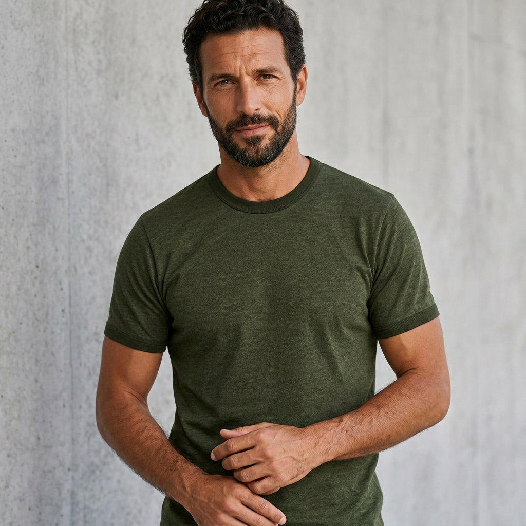 The "BLOCKER" Army Green Tonal Overdyed Tri-Blend Ringer T-Shirt