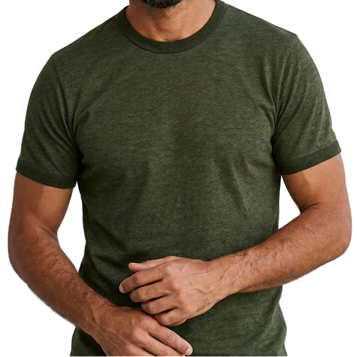 The "BLOCKER" Army Green Tonal Overdyed Tri-Blend Ringer T-Shirt