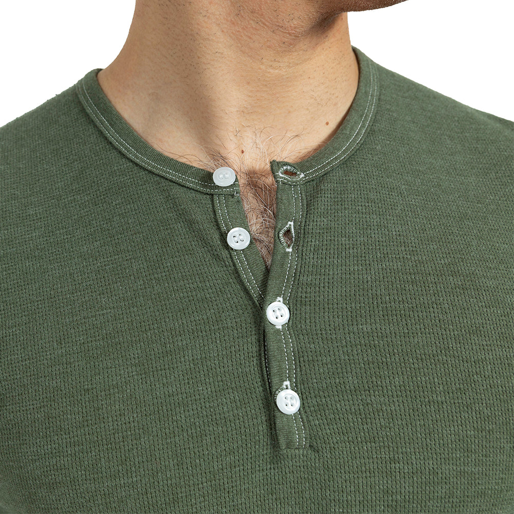 Fatigue Green Baby Thermal Long Sleeve Henley Shirt