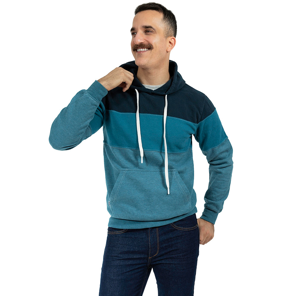 Teal Colorblock Stripe Popover Hoodie