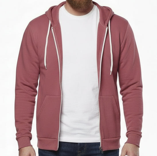 The "Starter" Full Zip 50/50 Hoodie in Red Wine