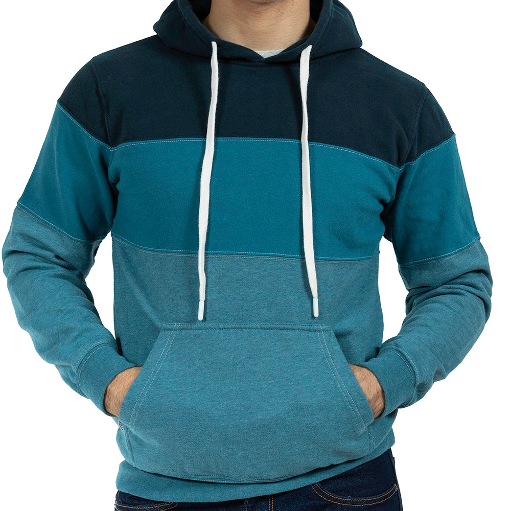 Teal Colorblock Stripe Popover Hoodie