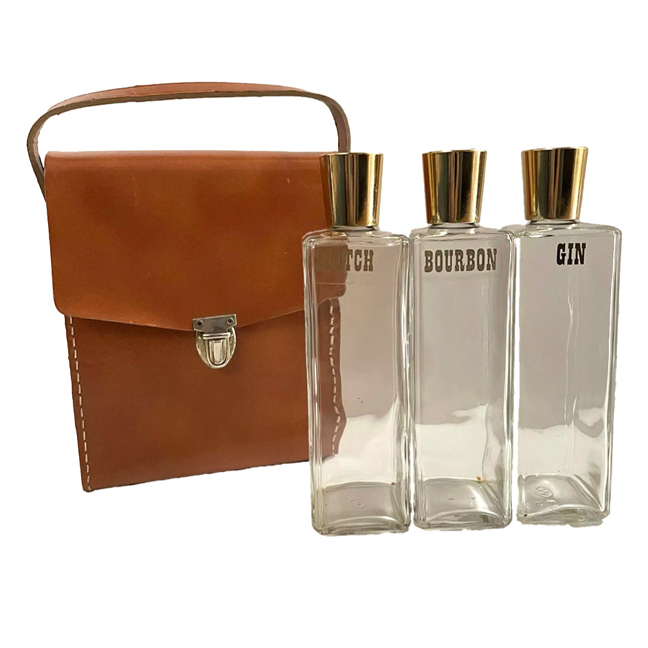 Vintage "Scotch, Bourbon & Gin" Travel Bar Set