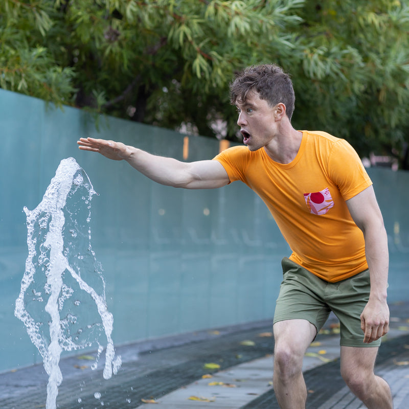 40% OFF AFTER CODE NEWFALL: Marmalade with Hibiscus Print Pocket Tee - Made in USA