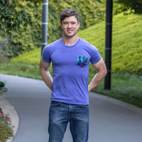 Purple Heather with Painted Palms Print Pocket Tee