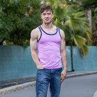 Pink Tri-Blend Varsity Tank Top - Made In USA
