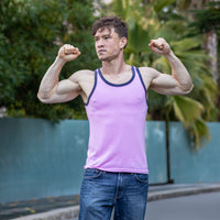 Pink Tri-Blend Varsity Tank Top - Made In USA