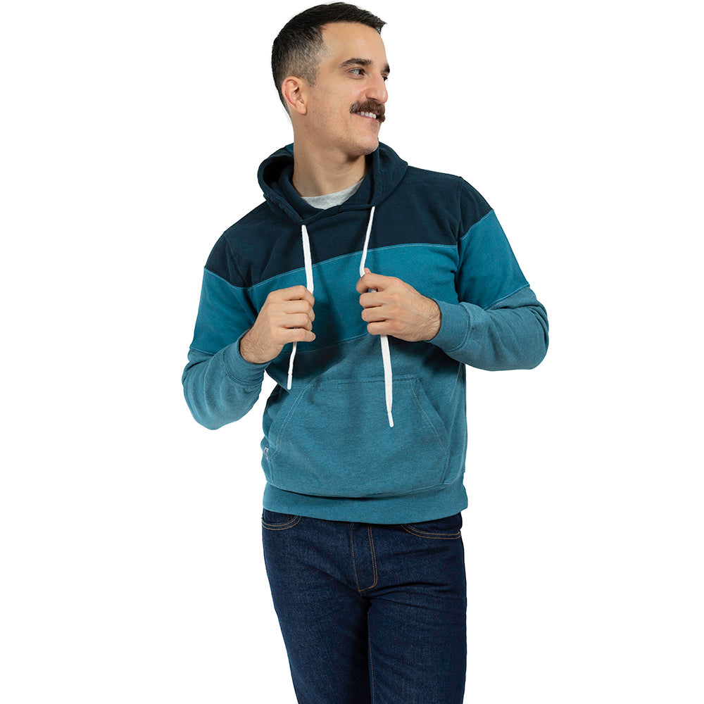 Teal Colorblock Stripe Popover Hoodie