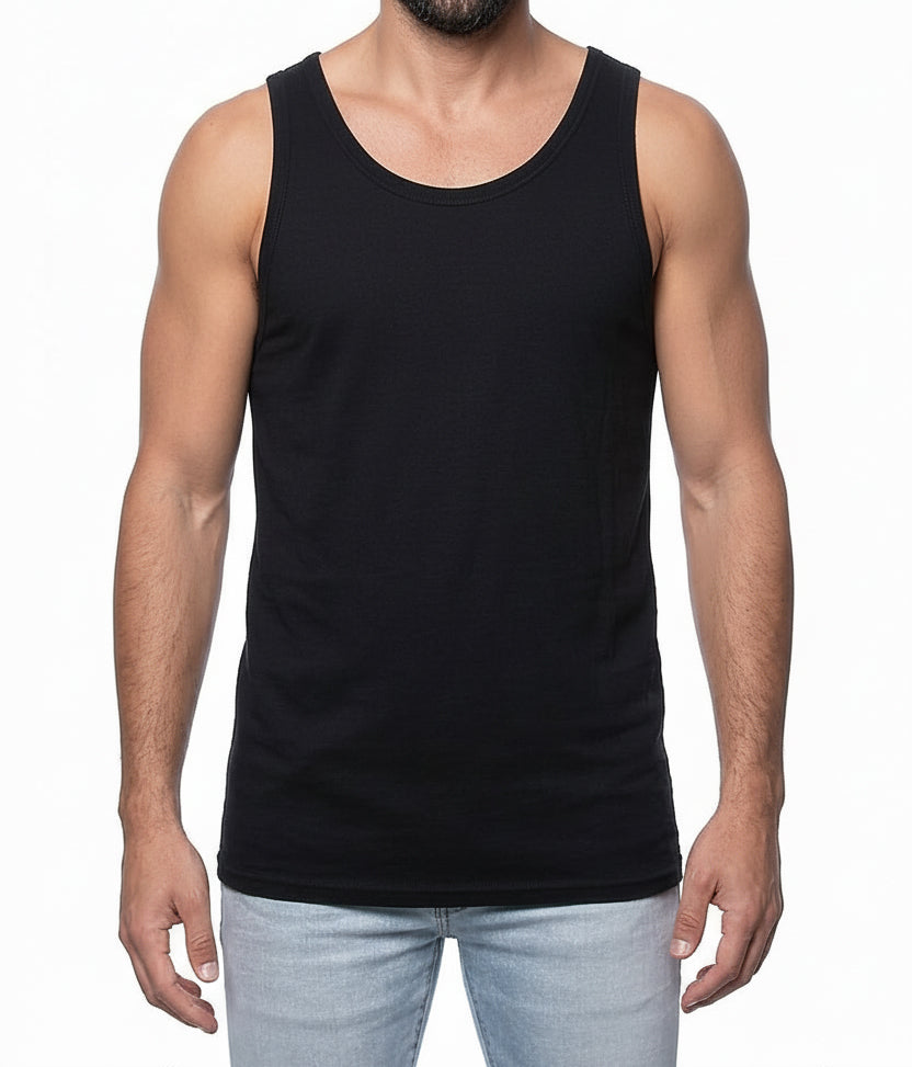 The "Bruiser" Cotton Tank Top in Pure Black