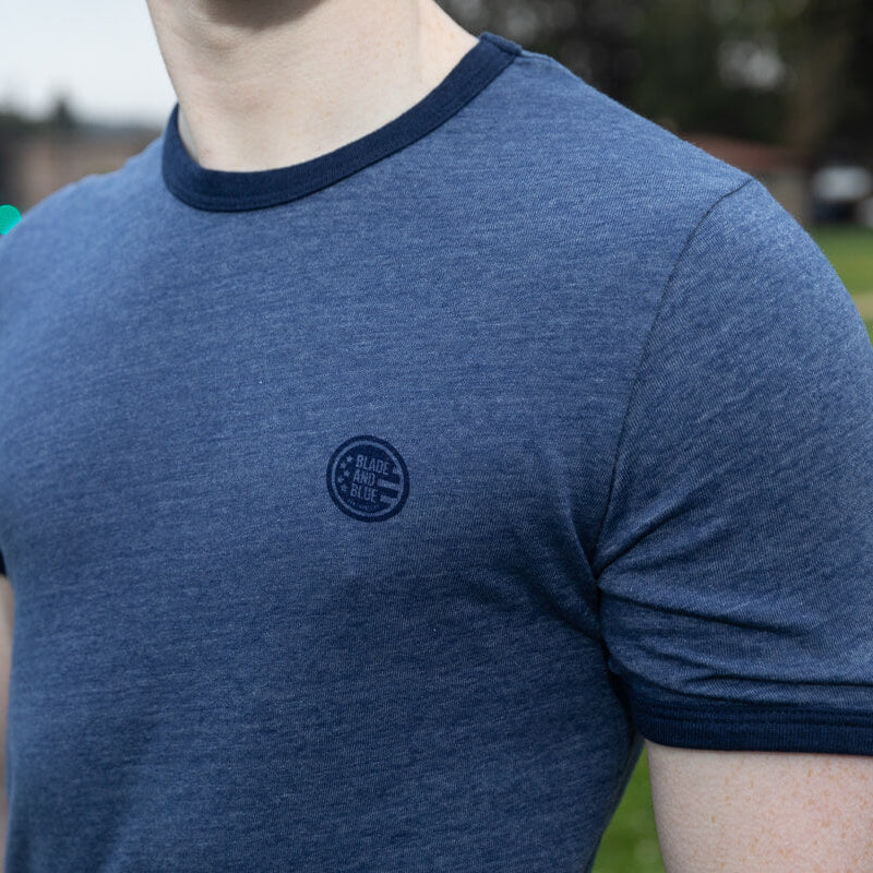 Stone Blue Tri-Blend Varsity Ringer T-Shirt
