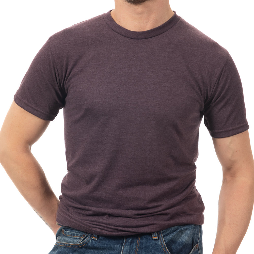 Plum Heather Tri-Blend Short Sleeve Solid Tee