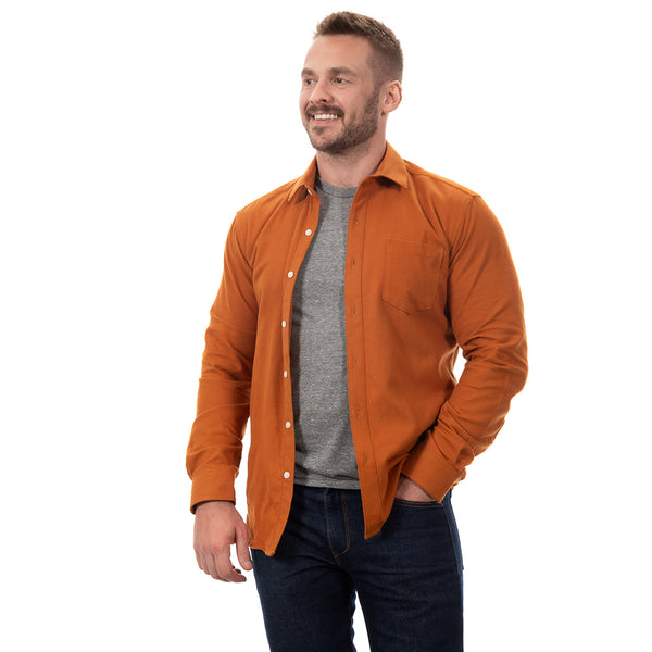 40% OFF AFTER CODE WOW25: "GRANT" - Camel Brushed Cotton Flannel Shirt - Made in USA